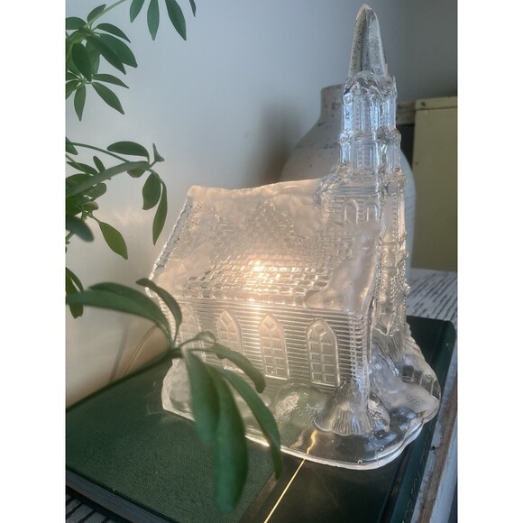 Rare Tall Vintage 1992 Glass Light Up Church Christmas / Holiday / Country Home - Picture 10 of 14